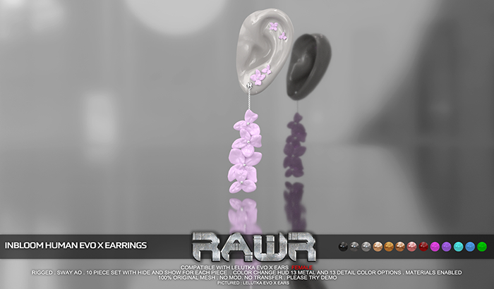 RAWR! Inbloom HUMAN FEMALE EvoX Earrings (add me)