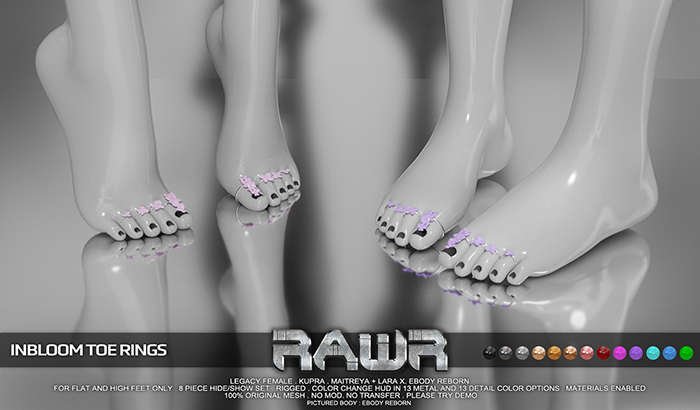 RAWR! Inbloom Toe Rings DEMO (add me)