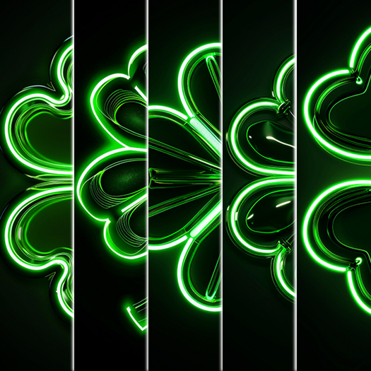 5pc 3D Neon four leaf clover  *Full Perm*