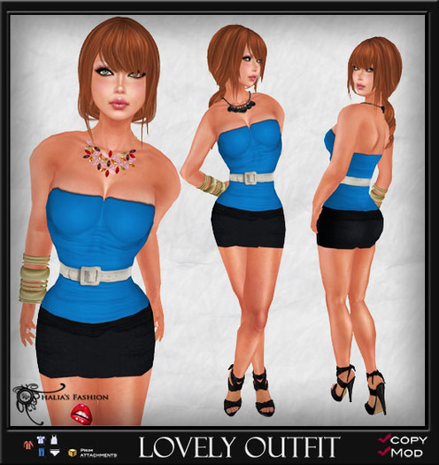 *Thalia* Lovely Outfit - Blue (Bracelets Included)