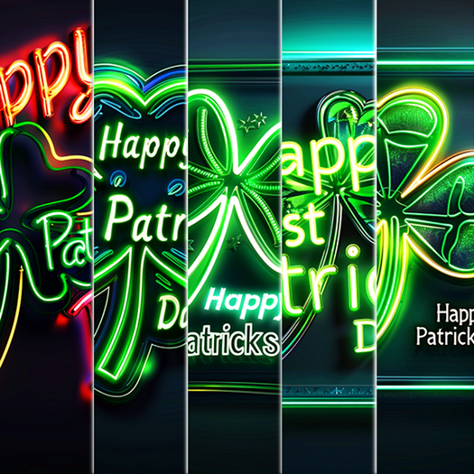 5pc 3D Neon texture Happy st Patricks day *Full Perm*