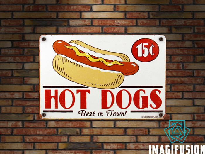 Vintage Metel Sign Hot Dogs