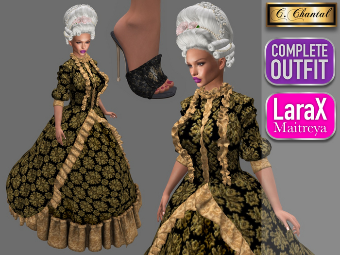 C.CHANTAL Baroque Imperial Ball Gown Outfit BLACK [ Maitreya LaraX / Lara X ]
