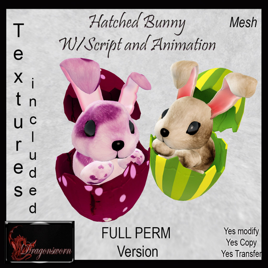 Full Perm Hatched Bunny with Animation and Script