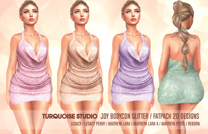 [TS] JOY BODYCON GLITTER WATERFALL CLEAVAGE  - Maitreya Lara and Lara X - Petite - Legacy - Perky - Reborn [FATPACK]