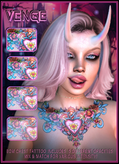 VENGE - BOM - 'Sacred Heart' Chest Tat 