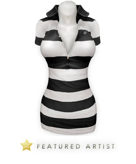 Fashionz! - Striped Polo Dress - Bk&White
