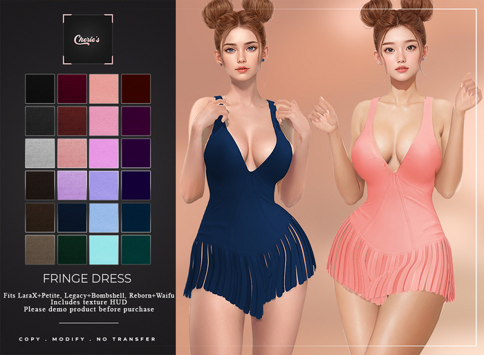 Cherie's Fringe Dress (Legacy PinupxBombshell + LaraX + Reborn)