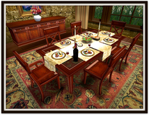 DINING SET - DINNER PARTY II Cross-Bar Chairs, Glass Table