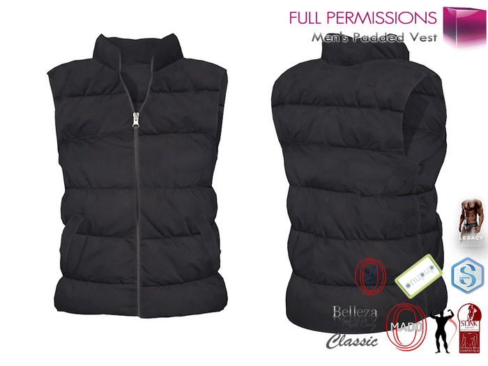 Full Perm Men's Sleeveless Padded Quilted Puffer Vest Coat for Belleza Jake Signature Gianni Legacy Slink Classic Ocacin