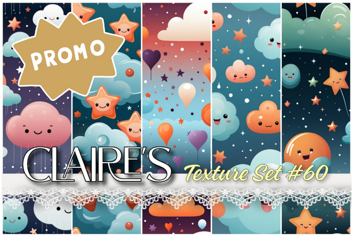 *** PROMO! *** [Claire's] Texture Set #60 - Full Perm - Kawaii Clouds