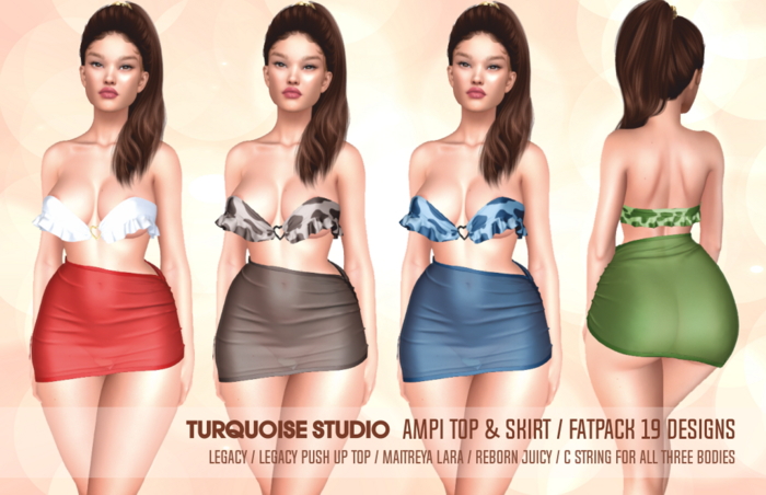 [TS AMPI ] TOP & SKIRT - Legacy  - Legacy Push Up Top - Maitreya Lara - Reborn Juicy - With C String [FATPACK]
