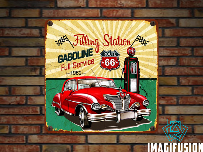 *Vintage Metal Sign - Filling Station Route 66*
