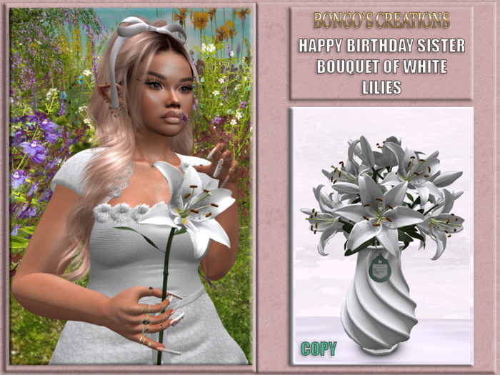 BMC5404 - HAPPY BIRTHDAY SISTER -  BOUQUET OF WHITE LILIES