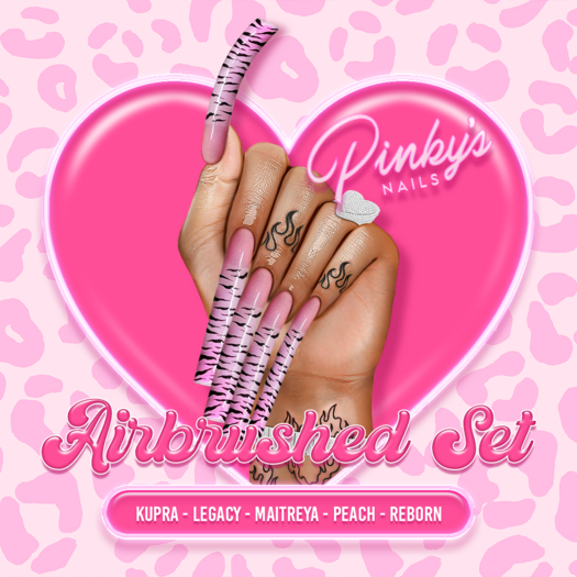 !! Pinky's Nails !! Airbrushed Set ' Square