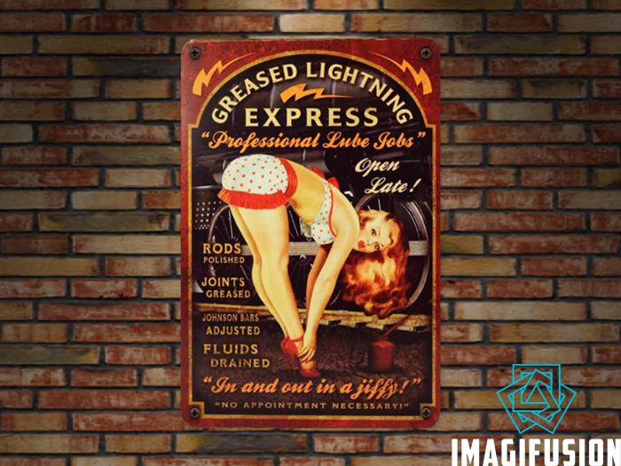 *Vintage Metal Sign -  Greased Lightning*