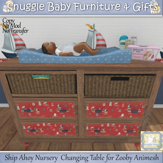 Ship Ahoy Nursery  Changing Table for Zooby Animesh Babies 