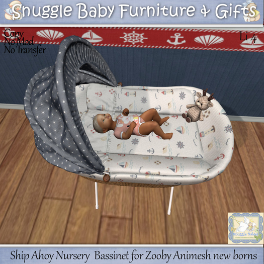 Ship Ahoy Nursery  Bassinet for Zooby Animesh new borns 