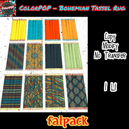ColorPOP - Bohemian Tassel Rugs - Fat Pack (12 Rugs)
