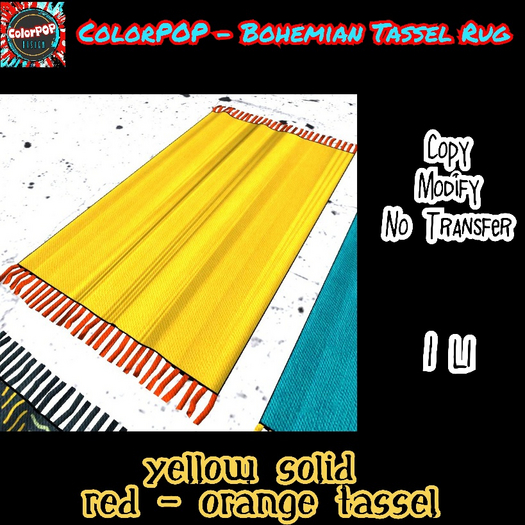 ColorPOP - Bohemian Tassel Rug - Yellow Solid Red-Orange Tassel
