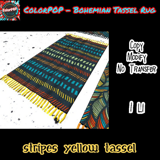 ColorPOP - Bohemian Tassel Rug - Stripes Yellow Tassel