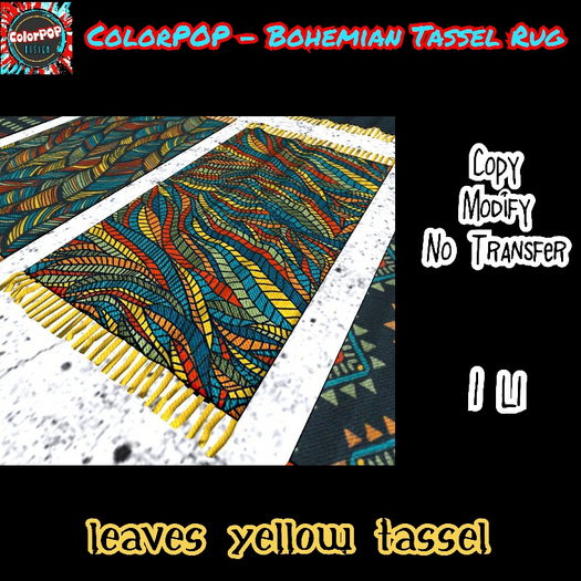 ColorPOP - Bohemian Tassel Rug - Leaves Yellow Tassel