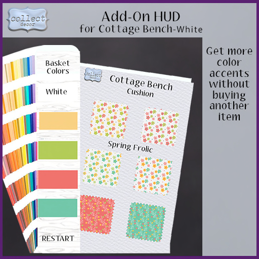 Cottage Bench Add-On HUD- Spring Frolic - { collect } 