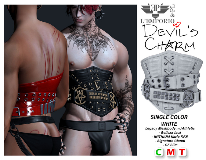 L'Emporio&PL ::*Devil's Charm*:: Male Corset [WHITE]