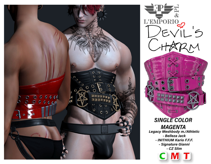 L'Emporio&PL ::*Devil's Charm*:: Male Corset [MAGENTA]