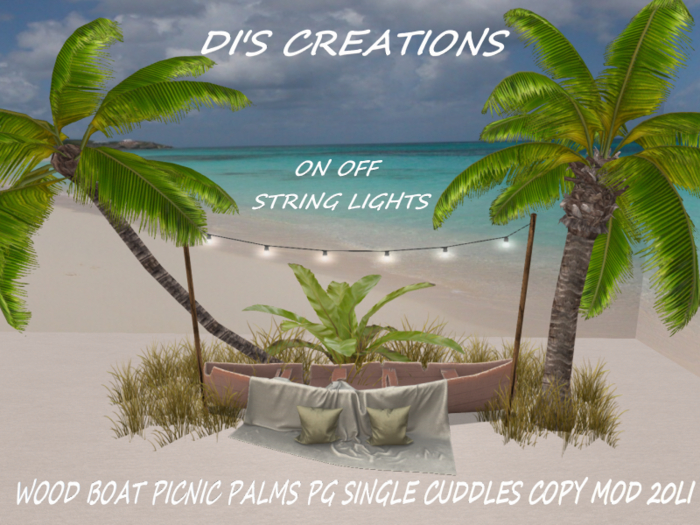 WOOD BOAT PICNIC PALMS