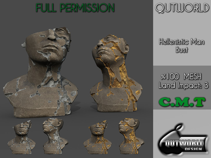 .::QUTWORLD Destroyed Hellenistic Man Bust::.FP 