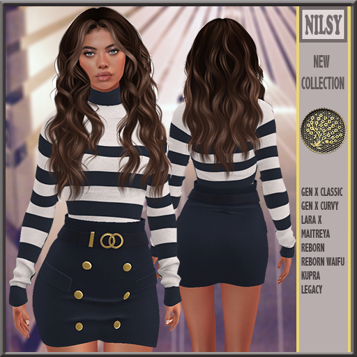 MARINE SWEATER&SKIRT