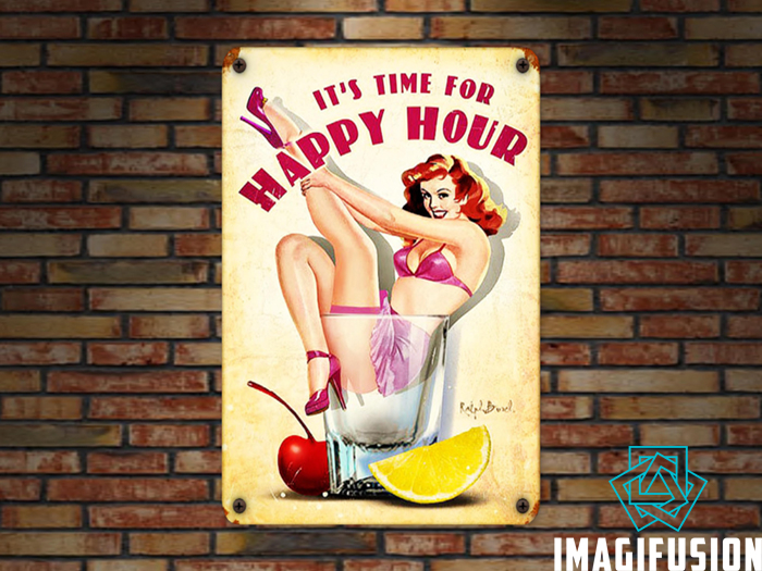 *Vintage Metal Sign - Happy Hour*