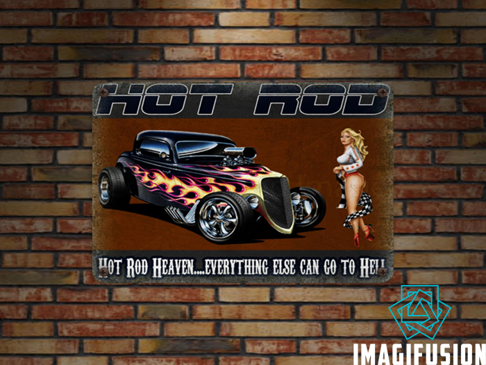 *Vintage Metal Sign - Hot Rod Heaven*
