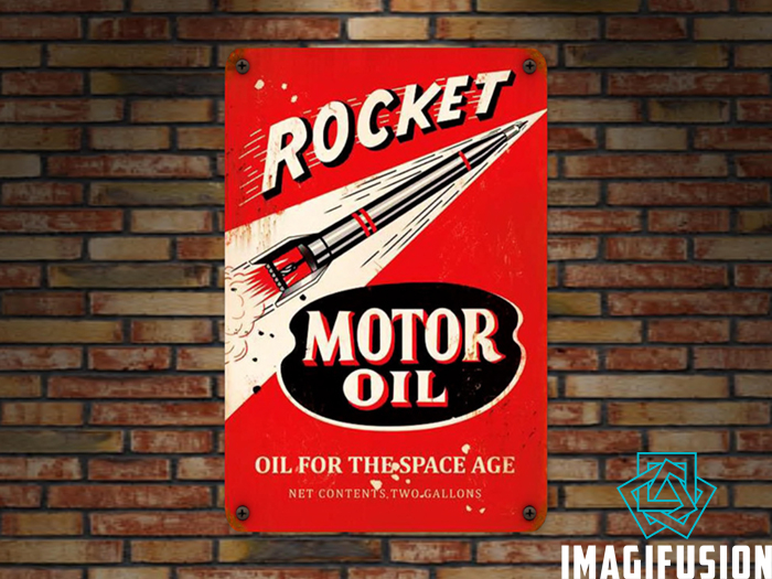 *Vintage Metal Sign - Rocket Motor Oil*