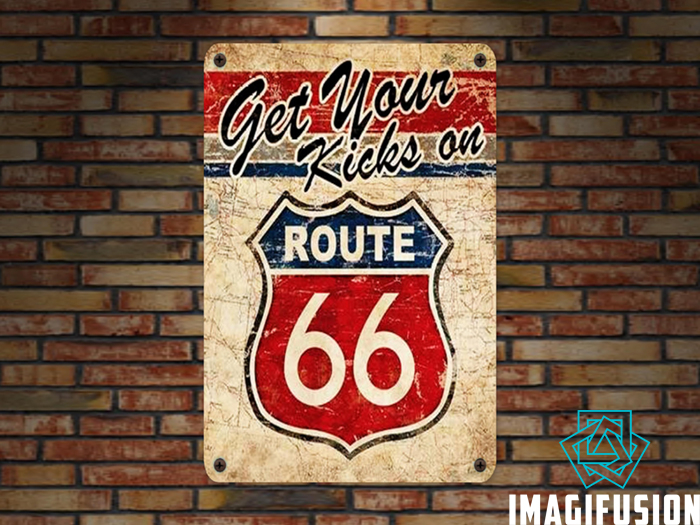 *Vintage Metal Sign - Route 66 v2*