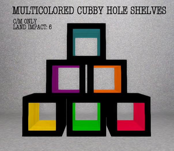 Multicolored Cubby Hole Shelves