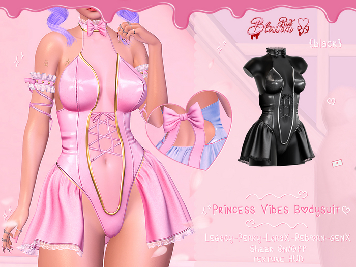 { Red Blossom } Princess Vibes Bodysuit { BLACK }