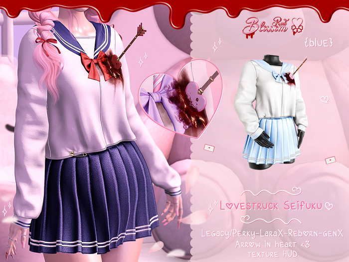 { Red Blossom } Lovestruck Seifuku { BLUE }