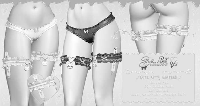 { Red Blossom } Cute Kitty Garters { DEMO }
