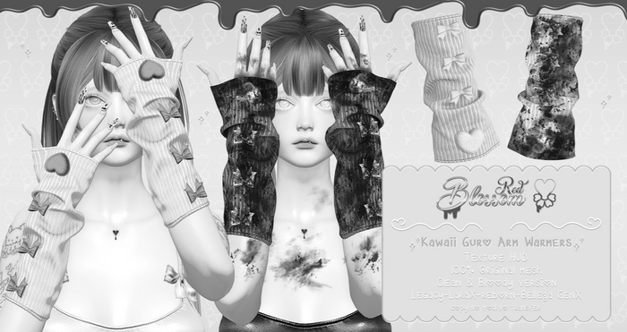 { Red Blossom } Kawaii Guro Arm Warmers { DEMO }