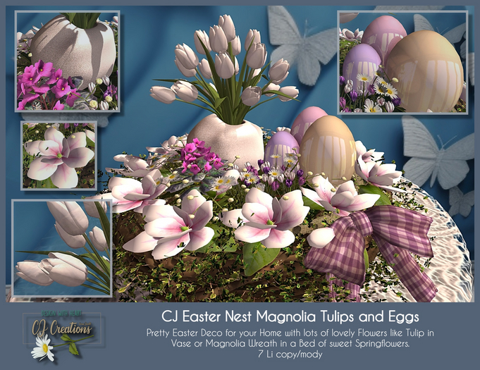 CJ Easter Nest Magnolia Tulips and Eggs