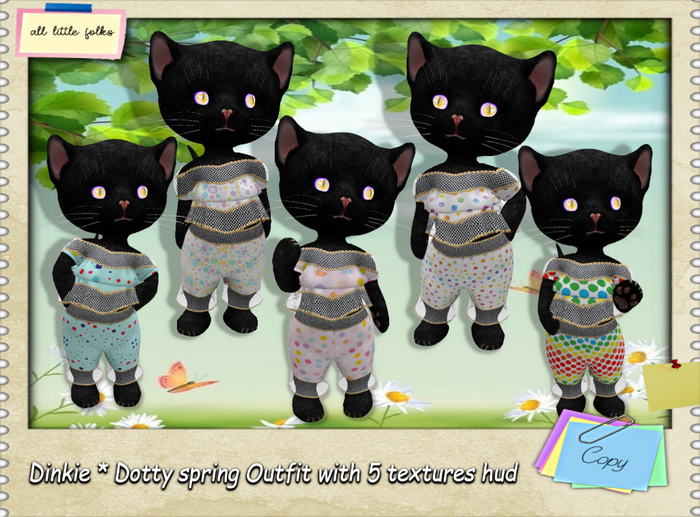 Dinkie spring Dotty outfit + hud ..