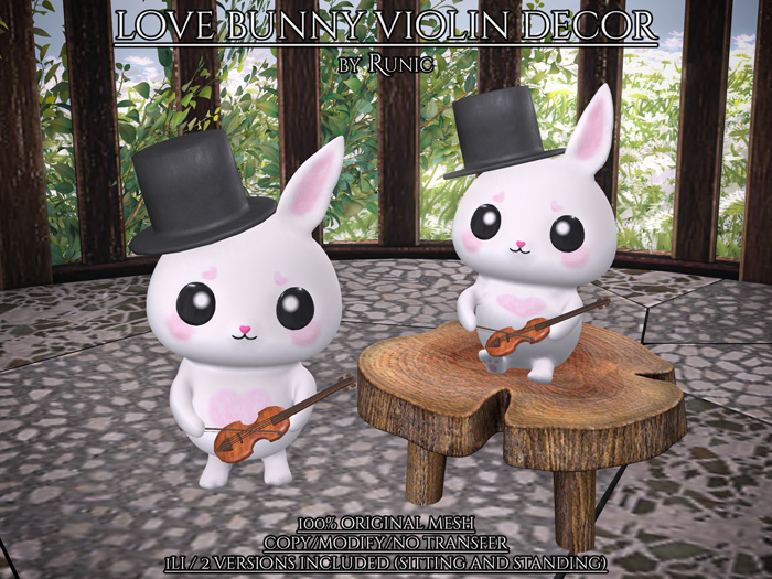 .: Runic :. Love Bunny Violin Decor