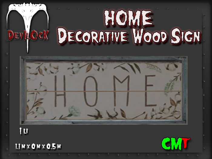 DEVILOCK - HOME Decorative Wood Sign (ADD TO UNPACK)