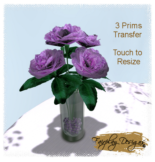 ~R~Purple Double Primrose Bouquet~Trans
