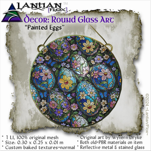 Stained Glass Art - "Painted Eggs" (original art on custom mesh)