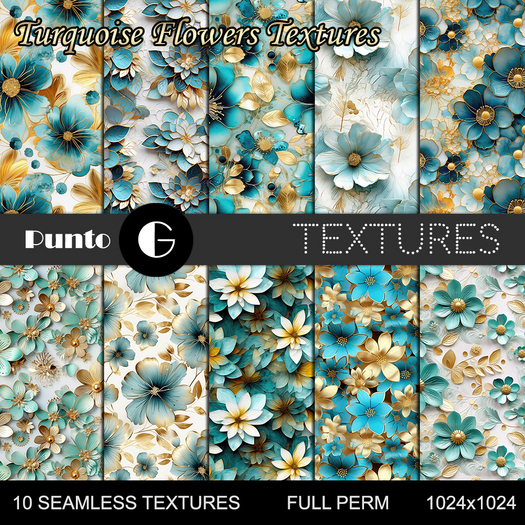 Turquoise Flowers Textures