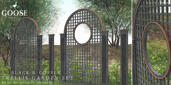 GOOSE - Black & Copper Trellis garden set