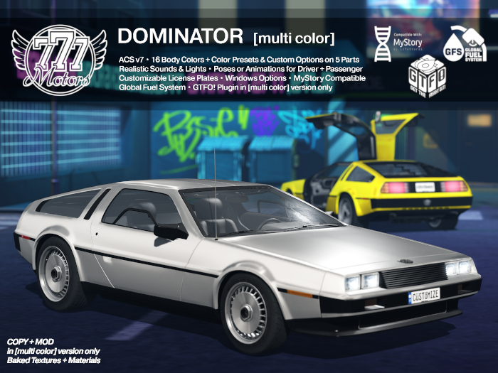 [777] Dominator [multi color] (Add) - GTFO! + Global Fuel System + MyStory